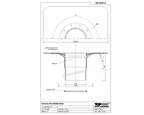 Nástavec střešní vpusti TOPWET s integrovanou bitumenovou manžetou, 120–500 mm