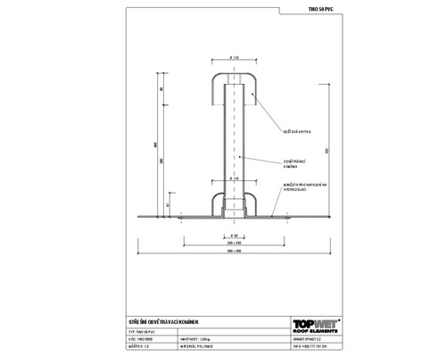 Odvětrávací komínek TOPWET s integrovanou PVC manžetou, DN 50
