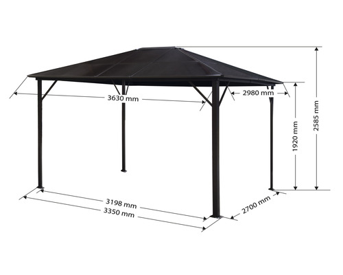 Rozměry zahradního altánu se střechou