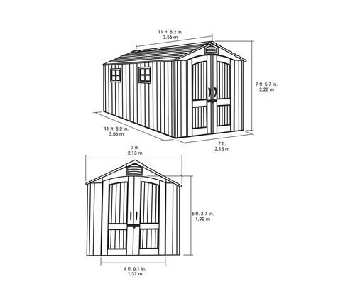 Rozměry zahradního domku jako schéma