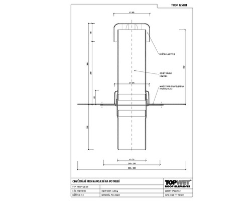 Odvětrání kanalizace s integrovanou bitumenovou manžetou, DN 125