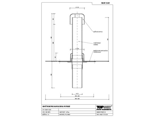 Odvětrání kanalizace s integrovanou bitumenovou manžetou, DN 75