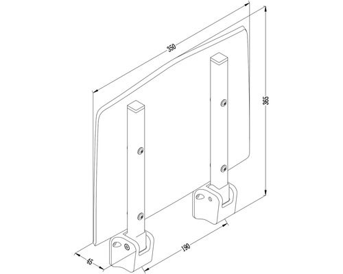 Technický výkres sklopného sedátka do sprchy s rozměry