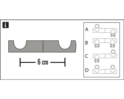 Zobrazení konstrukčních variant montážní spony o délce 6 cm