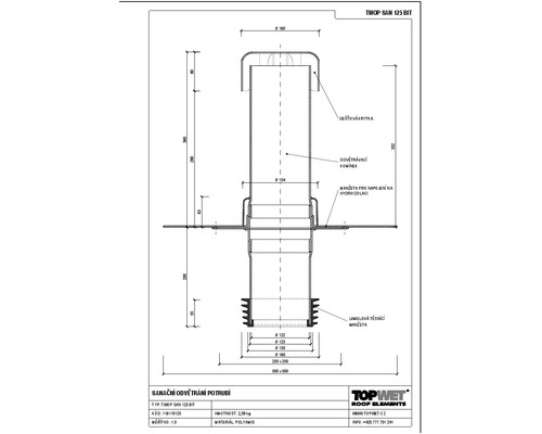 Sanační odvětrání TOPWET s integrovanou bitumenovou manžetou, 144–154 mm