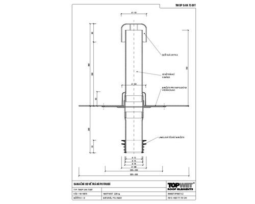 Sanační odvětrání TOPWET s integrovanou bitumenovou manžetou, 79–102 mm
