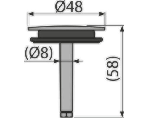 Technický výkres zdvihátka ventilu s rozměry 48 milimetrů průměr, 8 milimetrů kolík a 58 milimetrů výška