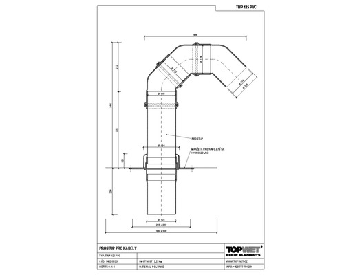 Prostup pro kabely TOPWET s integrovanou PVC manžetou, DN 125