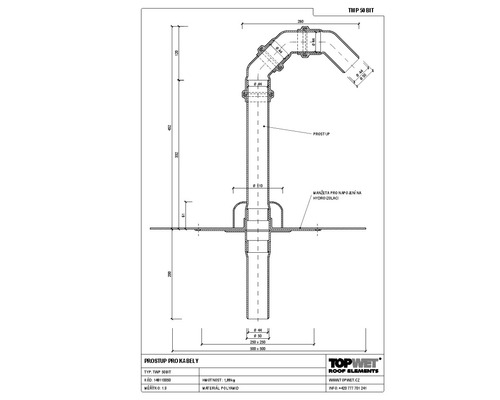 Prostup pro kabely TOPWET s integrovanou bitumenovou manžetou, DN 50