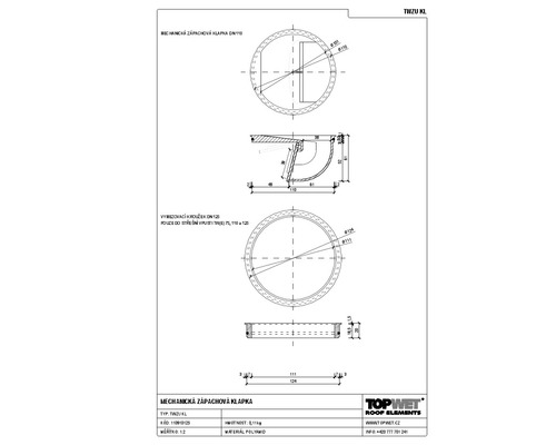Mechanická zápachová klapka TOPWET TWZU KL