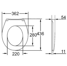 Technický nákres WC sedátka s rozměry