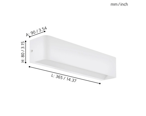 Rozměry bílého nástěnného svítidla