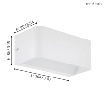 Rozměry bílého nástěnného svítidla