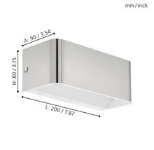 Rozměry stříbrného nástěnného svítidla