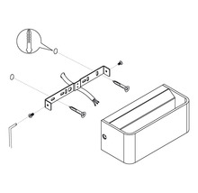 Rozkreslený nákres nástěnné lampy s montážním příslušenstvím