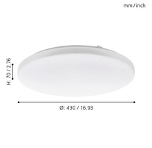 Kruhové stropní svítidlo o rozměrech 430 x 70 milimetrů