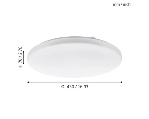 Kruhové stropní svítidlo o rozměrech 430 x 70 milimetrů