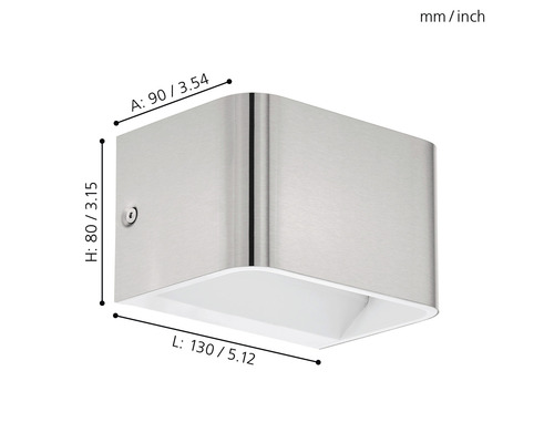 Kovové nástěnné svítidlo s rozměry