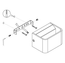 Rozkreslený nákres nástěnné lampy s montážními prvky