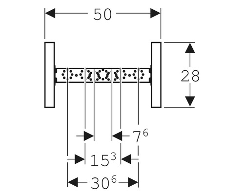 Technický nákres držáku na ručníky s rozměry