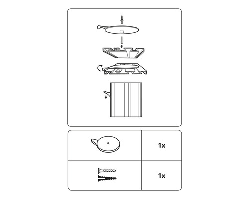 Montážní návod pro produkt, který obsahuje kryt, držák a šrouby.