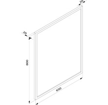 Nákres rámu o rozměrech 800 mm výška, 650 mm šířka a 20 mm hloubka