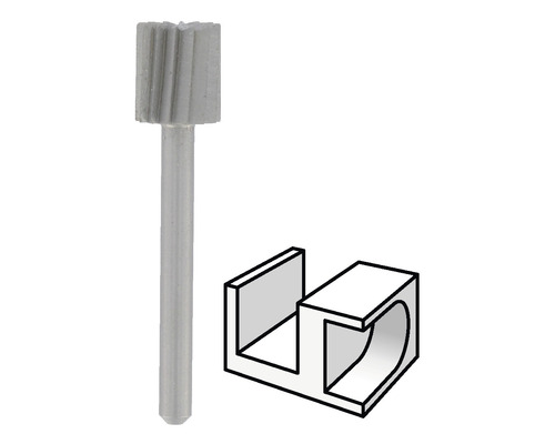 Fréza se stopkou a schematické znázornění drážky