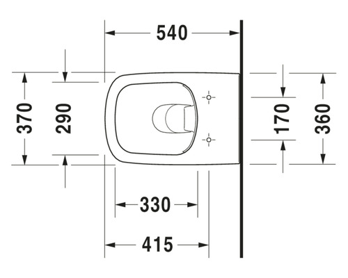 Technický nákres závěsného WC s rozměry