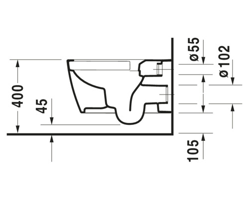 Technický nákres závěsného WC s rozměry