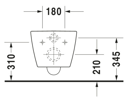 Technický nákres závěsného WC s rozměry