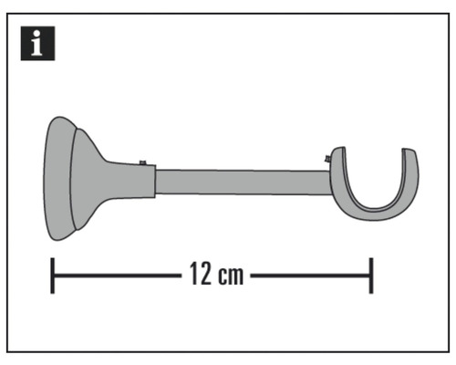 Držák záclonové tyče o délce 12 cm