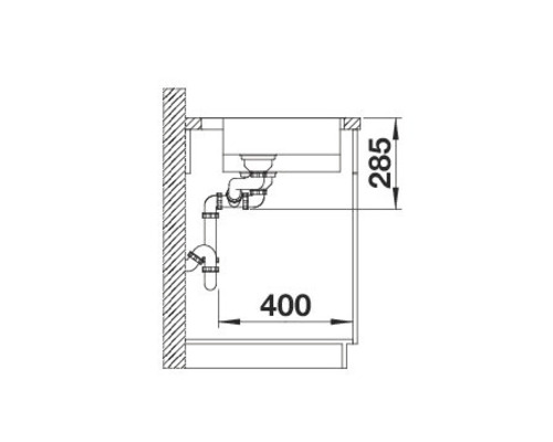 Nákres skříňky pod umyvadlo s rozměry