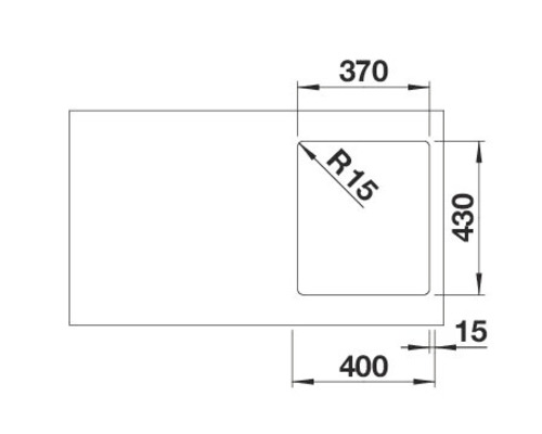 Technický výkres dřezu s rozměry
