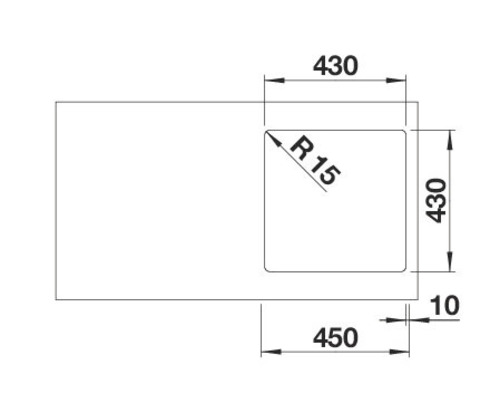 Nákres dřezu s rozměry