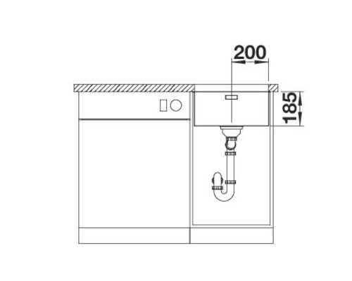Nákres dřezu s rozměry