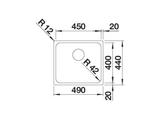 Výkres dřezu s rozměry