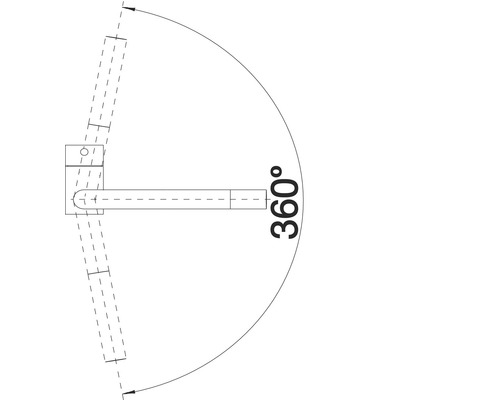 Diagram otočného držáku s rozsahem otáčení 360 stupňů