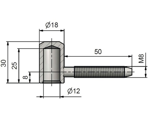 Technický výkres šroubu s rozměry