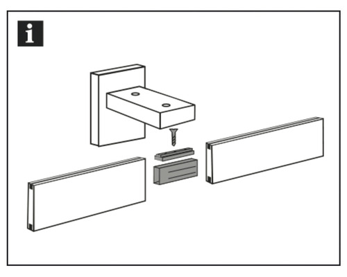 Ilustrace montáže upevnění police pomocí šroubu