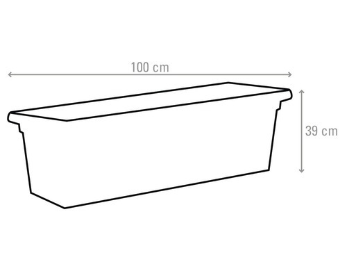 Ilustrace truhlíku s rozměry 100 cm délka a 39 cm výška