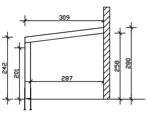 Technický výkres nástěnné police s rozměry