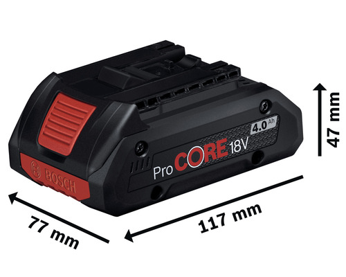 Akumulátor Bosch ProCORE 18V 4.0 Ah s rozměry