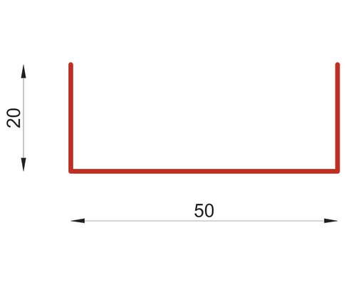 Obrázek U profilu o rozměrech 20 x 50