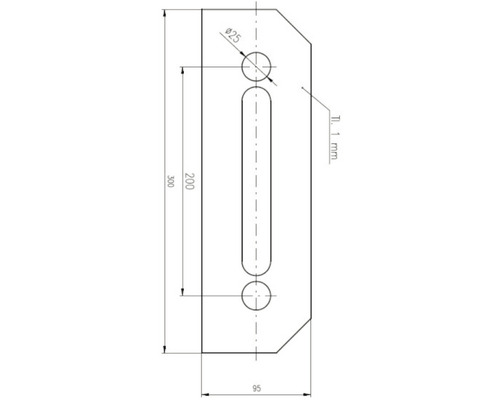 Technický výkres kovového dílu s rozměry.