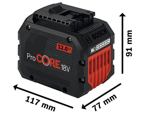 Baterie Bosch ProCORE 18V 12.0Ah s rozměry