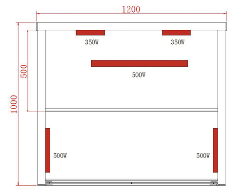 Schéma infra sauny s údaji o výkonu ve wattech