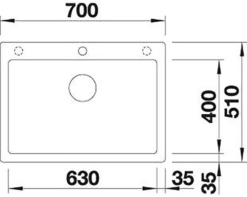 Technický výkres kuchyňského dřezu s rozměry