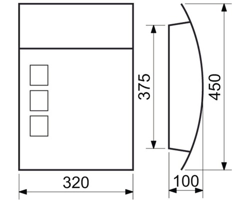 Technický nákres koupelnové skříňky s rozměry