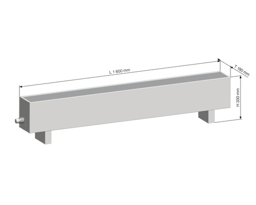 Betonový žlab s rozměry délka 1600 mm, hloubka 180 mm a výška 330 mm