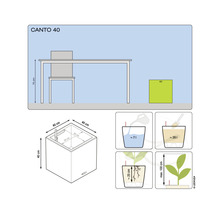 Diagram rozměrů a objemů květináče Canto 40